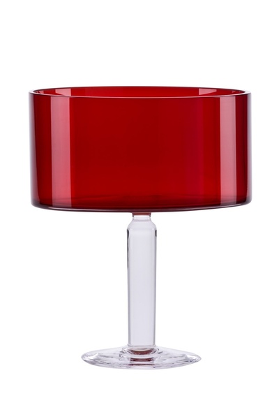 Paşabahçe Handmade Glass Red Footed Serving Dish 22 cm