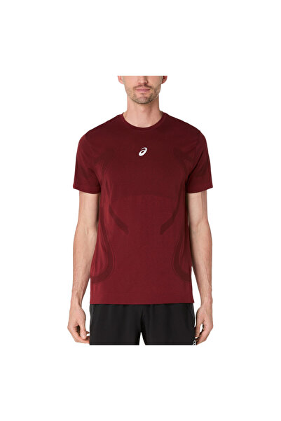 Asics Tricou de alergare pentru bărbați, fără cusături, FW 2025 - Bordo - S