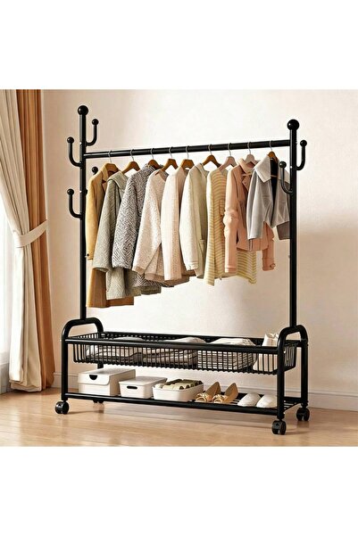 Snooe Clothes Rack with Wheels, Rolling Clothing Rack with Shelf, Metal Stand...