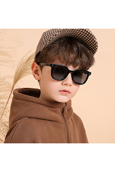 Techsuit - Kids Polarized Sunglasses (8351-C11) - Square Shape - Bright Black