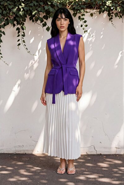 Swass Slone Purple Vest & Pleated Skirt Set
