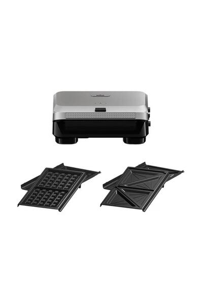 Braun SM5005 Sandwich Maker, 800W, 2 Removable Plate Sets, Non-Stick, Silver/...