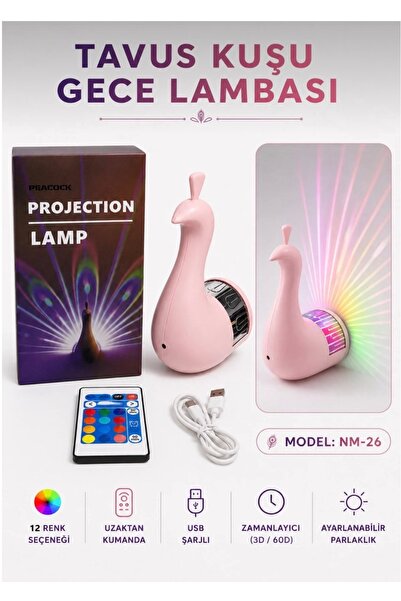 shop Tavuk kuşu gece lambası projeksiyonlu led lamba 12 renk uzaktan kumandal...