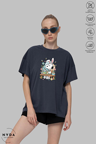Nyda Collections Tricou unisex cu mânecă scurtă, supradimensionat, din bumbac...