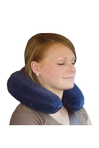 Autowise Travel Pillow Inflatable Neck U Type Orthopedic Inflatable Passenger Sleeping Pillow Navy Blue