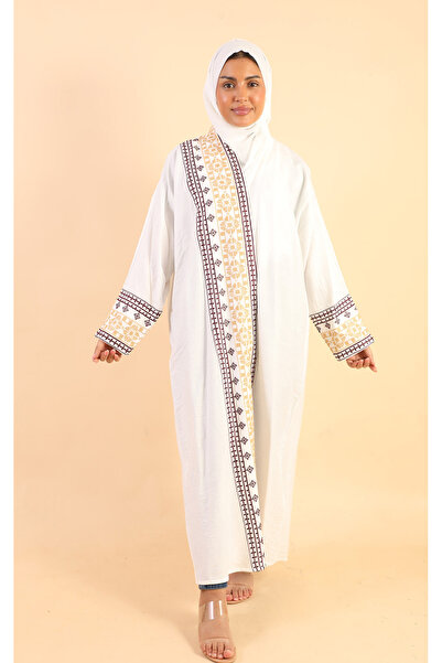 Stylish Fashion عباية من ستايلش فاشن لنن لف باللون مطرزة