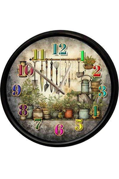 Caseras Vintage Garden and Hobby Themed Decorative Wall Clock 28 cm Silent Me...