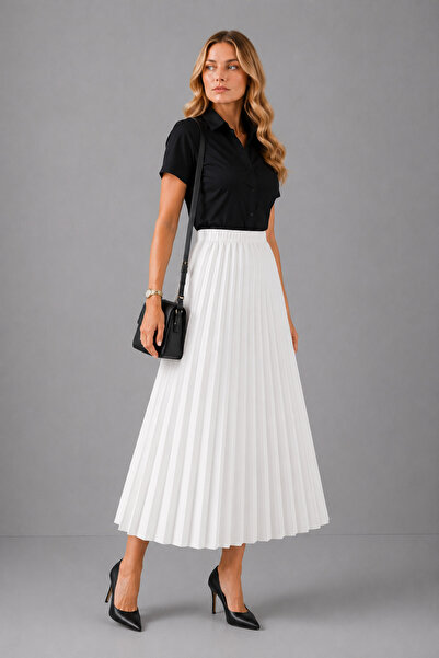 UTDU Standard Skirt with Pleats and Elastic Waist