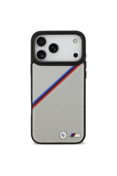 BMW Husă MagSafe M Tricolor Metal Logo pentru iPhone 17 Pro Max, Gri