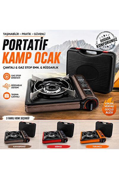 EVİMİST Portatif Kamp Ocağı | Çantalı, Gaz Stop Emniyetli, Rüzgarlıklı Taşına...