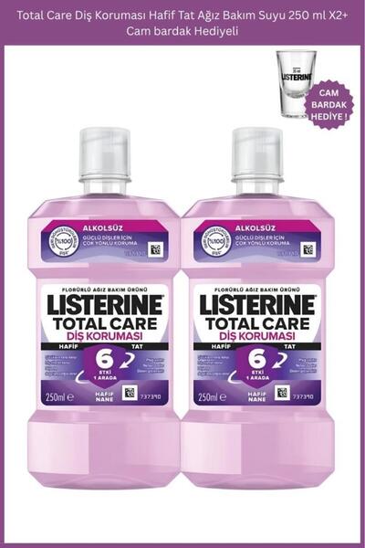 Listerine Total Care Diş Koruması Hafif Tat Ağız Bakım Suyu 250 ml X2+Cam bar...