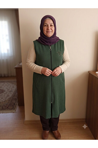 Elanur Büyük Beden Yan Cepli Fermuarlı Yelek