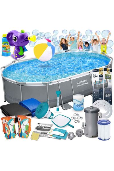BESTWAY Piscină de grădină cu cadru 488 x 305 x 107 cm 18-în-1 56448 + aparat...