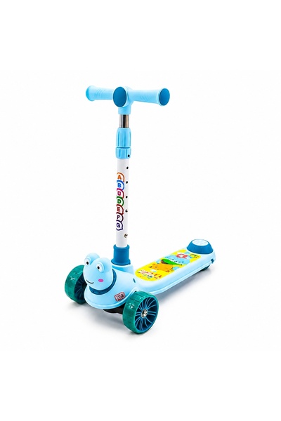 Avaleea Trotineta Pliabila pentru Copii cu 3 Roti LED, Model Broscuta cu Ghid...