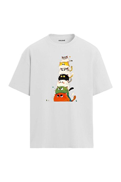 Colermi Cute Cats Printed Oversize T-Shirt