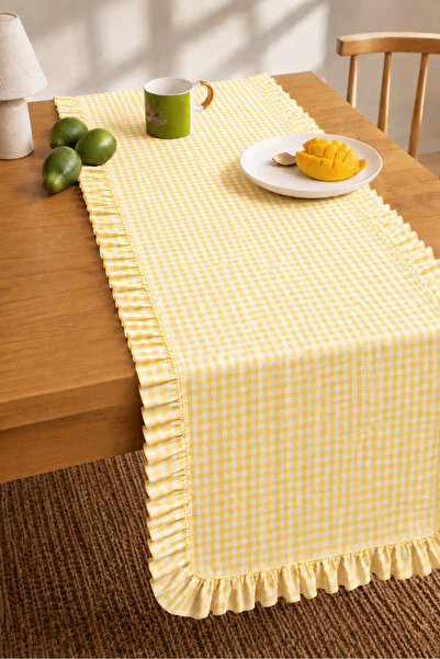 Mirilliahome Față de masă cu volane, 40x150 cm, din țesătură fără cusături, r...