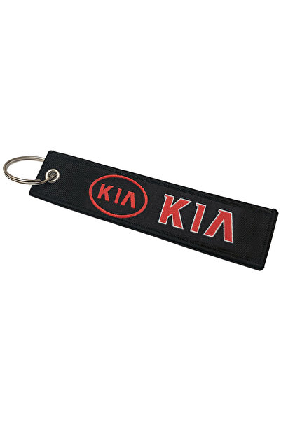 Kia Fabric Keychain Tag with Embroidered Logo, Metal Key Ring, Durable Automo...