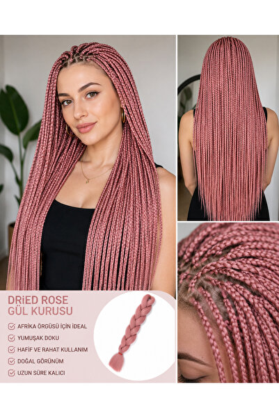 SÇ PERUK Afrika Örgülük Saç Dried Rose Dried Rose 165 Gr Synthetic Hair Exten...