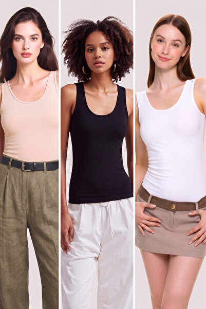 Loule Women's 3-Piece Cotton & Modal Thick Strap Flexible Daily Undershirt - ...