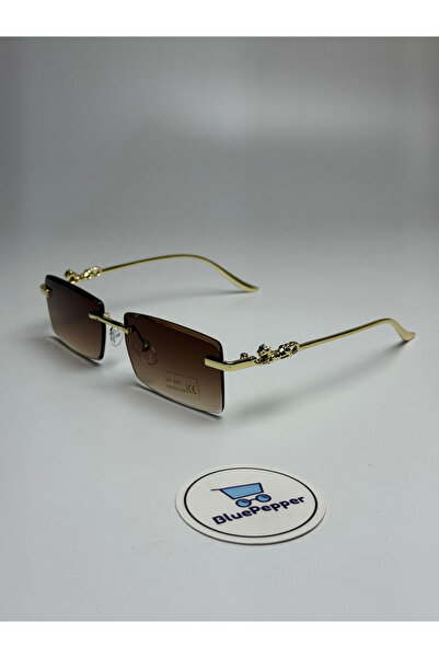 BluePepper Carterla |   Sunglasses Rectangular Brown Glass |   Gold Sap Color...