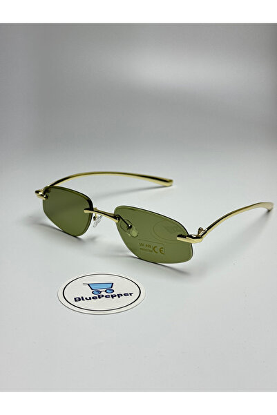 BluePepper Botela V3 |   Sunglasses Rimless Geometric Green Glass |   Gold Sa...