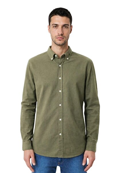 Arma Ar-Ma Men's Linen Shirt Unprinted Basic Button Closure Pocketless Long S...