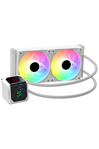 Rampage HELIOS D24 ARGB LED Sicaklik Göstergeli 240mm Beyaz Islemci Sivi Sogu...