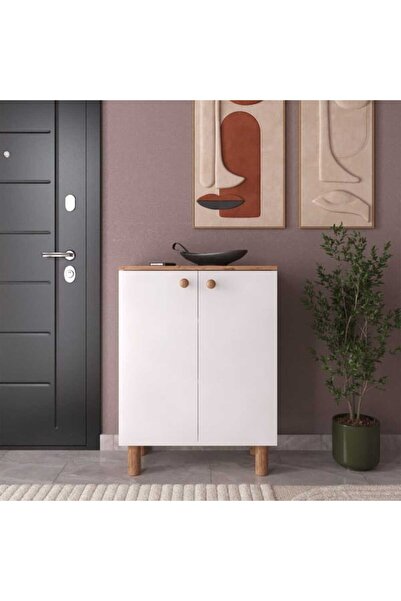 Eco Room Bohem 2 Kapaklı Ayakkabılık - Beyaz / Atlantik Çam - 91x35x70 cm