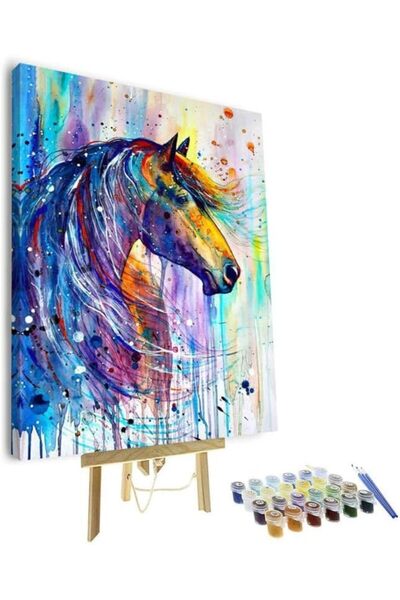 OEM Tablou Cal cu Ramă Color Set Pictură după Numere Estetic 40x50 cm