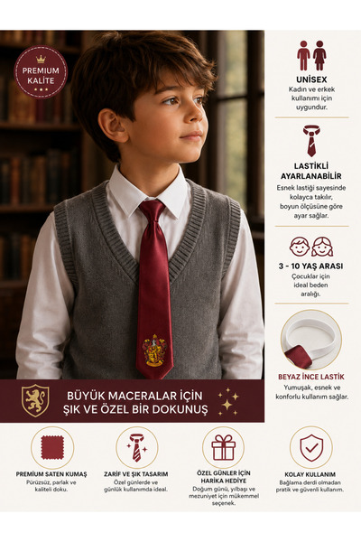 HER ŞEY NOTA www.herseynota.com Harry Potter Gryffindor Tie Burgundy Color Ad...