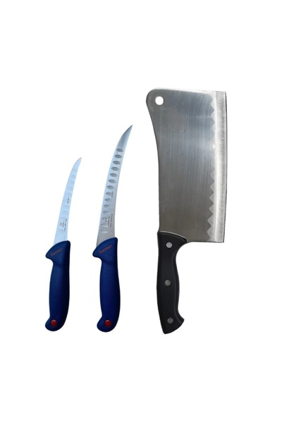 KAVI ONE Set 2 cutite macelarie si un satar, otel inoxidabil, KaviOne