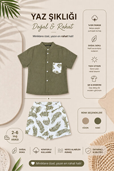 OVERMAX Palm Tree Printed Children's Set – Shirt & Shorts 2-Piece Combination...