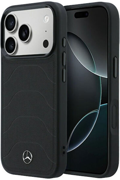 MERCEDES Δερμάτινη Διχτυωτή Θήκη Magsafe με Κορδόνι για iPhone 17 Pro Μαύρο
