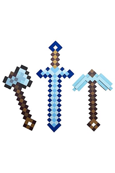 LimArt Set de 3 jucării din lemn Minecraft LimArt, sabie XL, sapă și topor de...