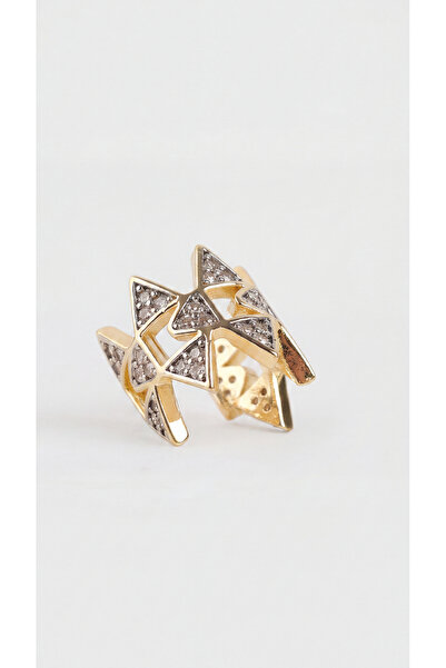 Üçgen Taşlı Modern Form Earcuff - Vertex