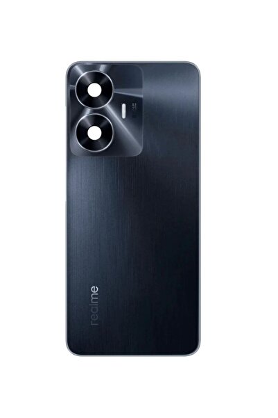 Yedcom Oppo Uyumlu Realme C55 Siyah Kamera Camlı Arka Pil Kapağı Batarya Kapa...
