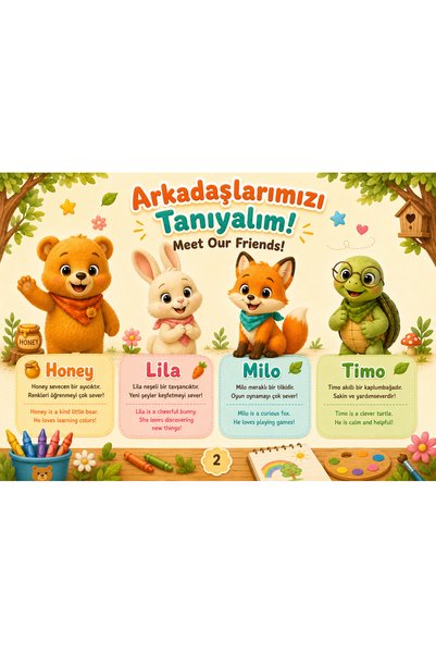 UAStudio Papelia Honey & Friends Colors Activity Book – Turkish English Pictionary Activity Book