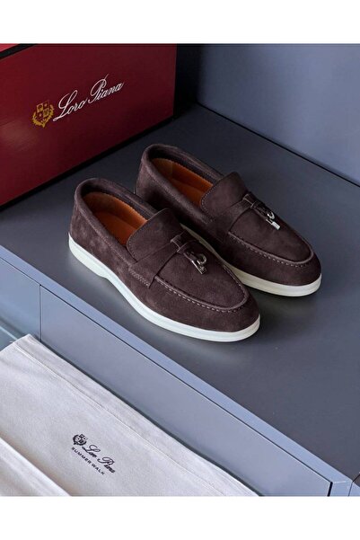 Piana Summer Walk Süet Kahverengi Erkek Loafer Ayakkabı (Charm Detaylı)