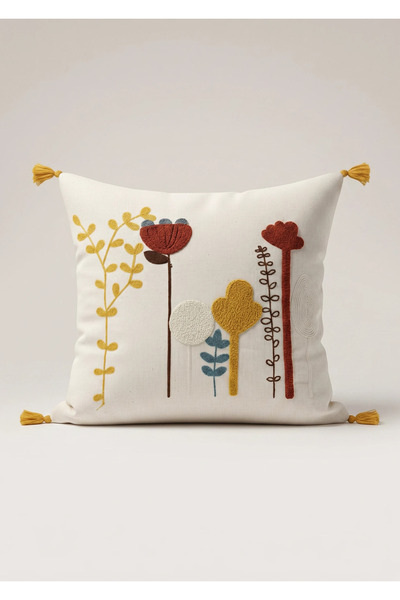 Comfort Craft Husă de pernă decorativă din pânză Buldan brodată Punch - 43x43 cm