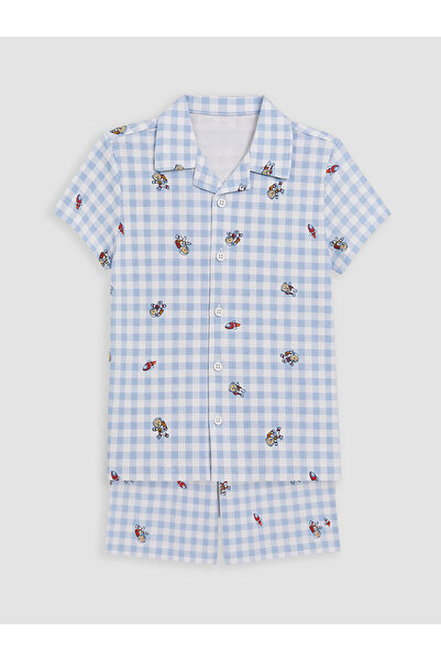 LC Waikiki Ozmarka New Season Shirt Collar Boys' Shorts Pajama Set