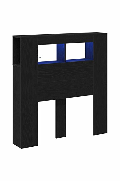 vidaxl Tăblie LED Stejar Negru 100 x 18,5 x 103,5 cm Lemn compozit