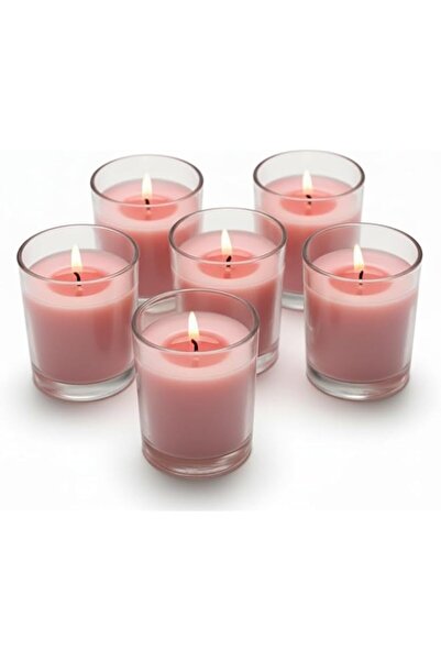 The Bros Sakha Pack of 6pcs Rose scented Clear Glass Filled Votive Candles