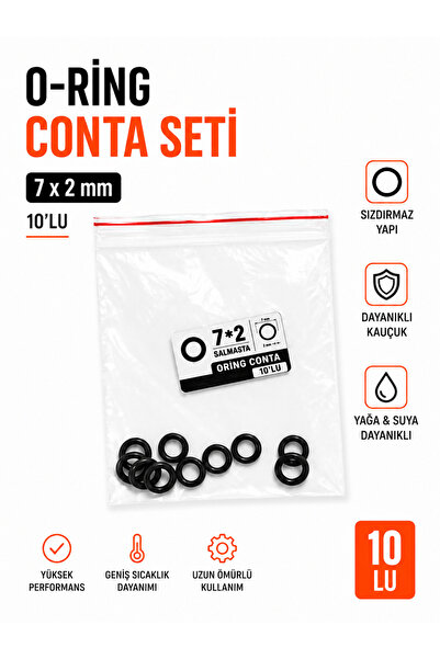 Genel Markalar O-Ring Salmastra 7x2mm 10'lu Set Kauçuk Conta O-Ring Sızdırmaz...