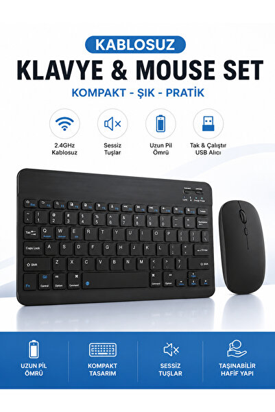 ebulduk Huawei MatePad Se 11'2024 İle Uyumlu Bluetooth Bağlantılı Klavye+Mous...