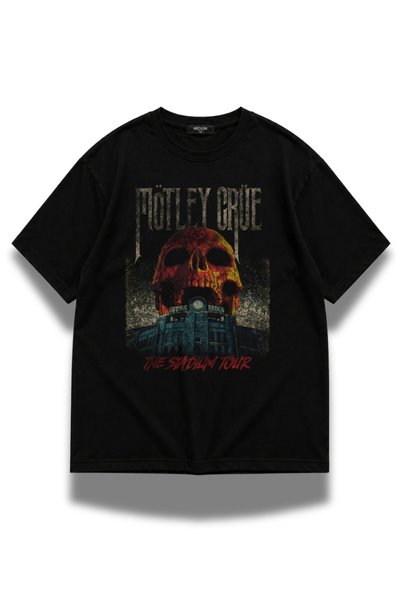 Fuddy Moda Unisex Oversize Μπλουζάκι με στάμπα της ροκ μπάντας Mötley Crüe Th...