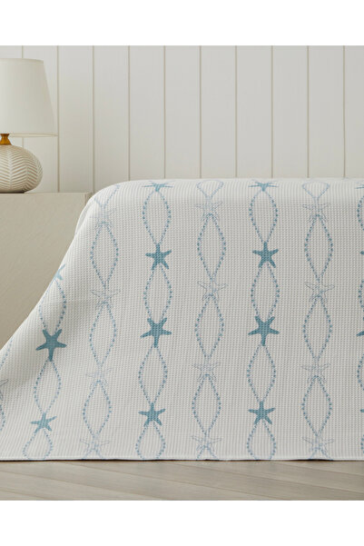 English Home Starfish Çift Kişilik Pike 200x220 cm Mavi