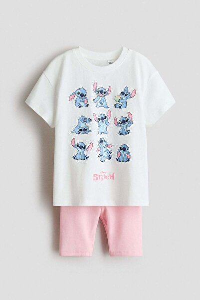 H&M طقم قطني مطبوع مكون من قطعتين