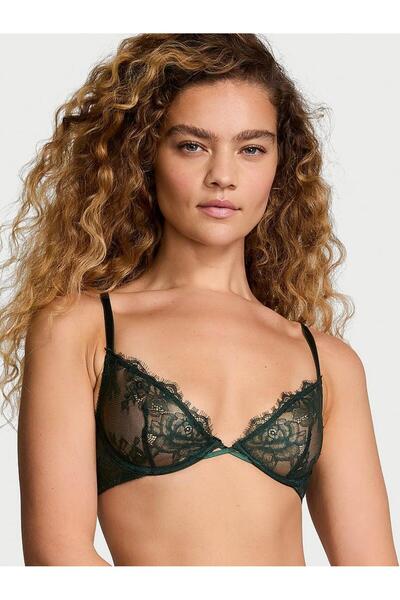 Victoria's Secret Gül Dantelli Desteksiz Dekolteli Demi Sütyen