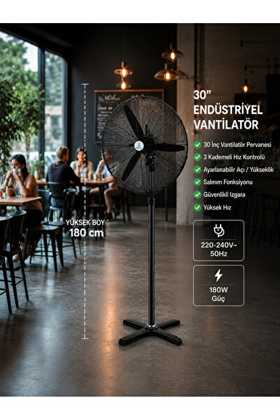 Vanti 30 inç (76cm) Sanayi Tİp Döküm Ayaklı VANTİLATÖR KCF292