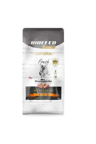 BIOFEED Hrană uscată Euphoria Fresh Adult Mini & Small Carne de porc cu oaie ...